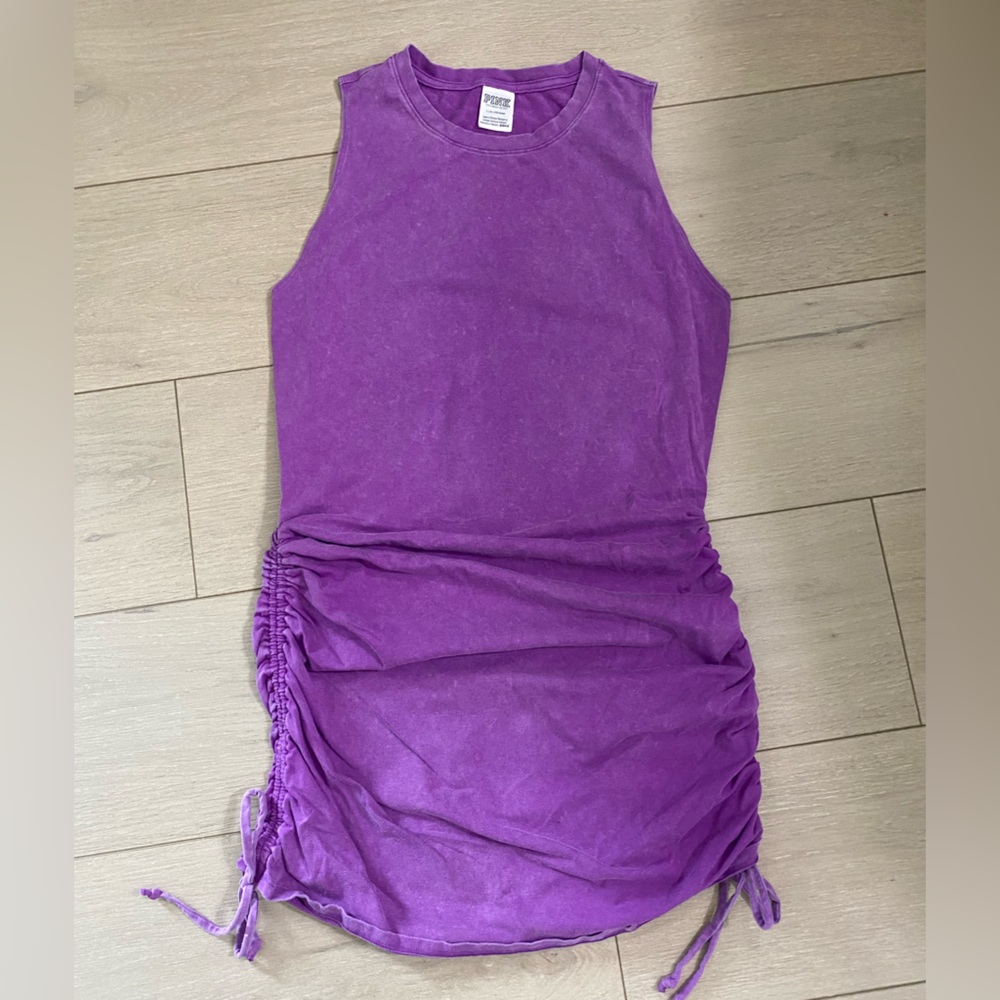 PINK Victoria Secret Scrunch Dress. Beach vacation Dress, Sleeveless travel L